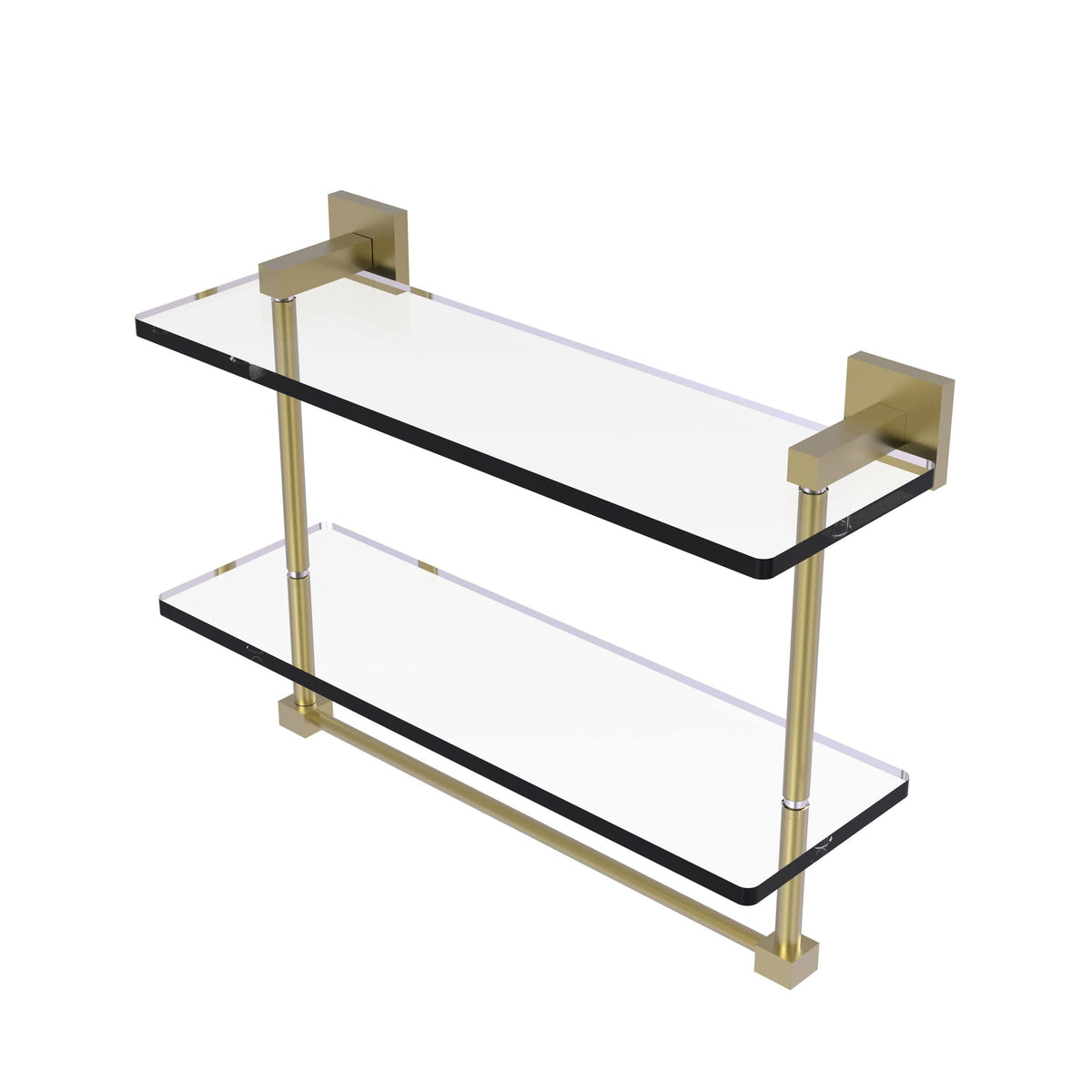 16 in. Two Tiered Glass Shelf with Integrated Towel Bar S1228