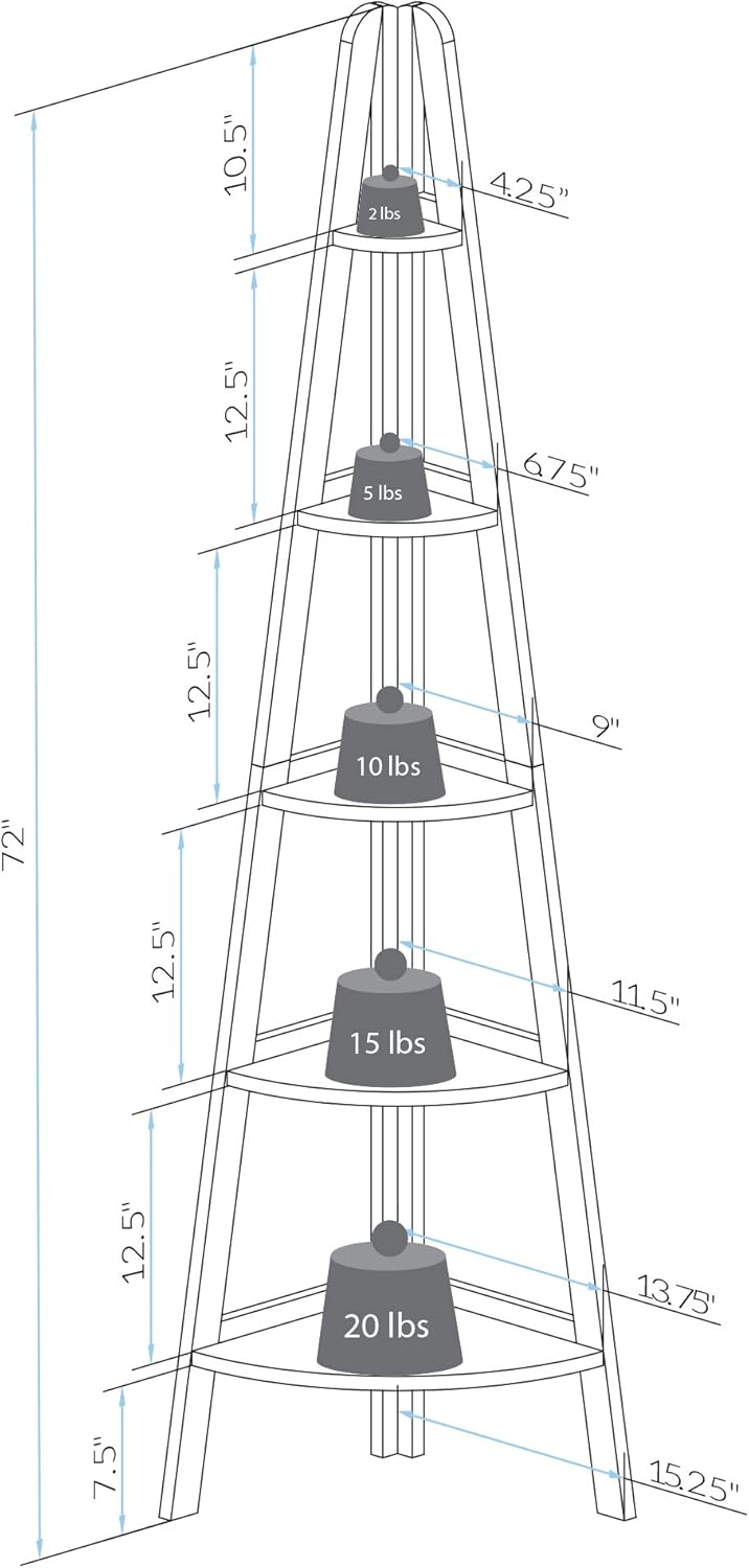 5-Shelf Corner Ladder Bookcase X35571