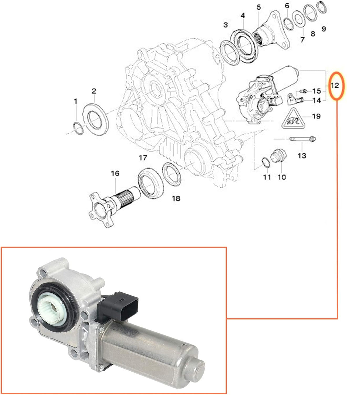 Transfer Case Shift Actuator for E53 X5 E83 X3 X956529