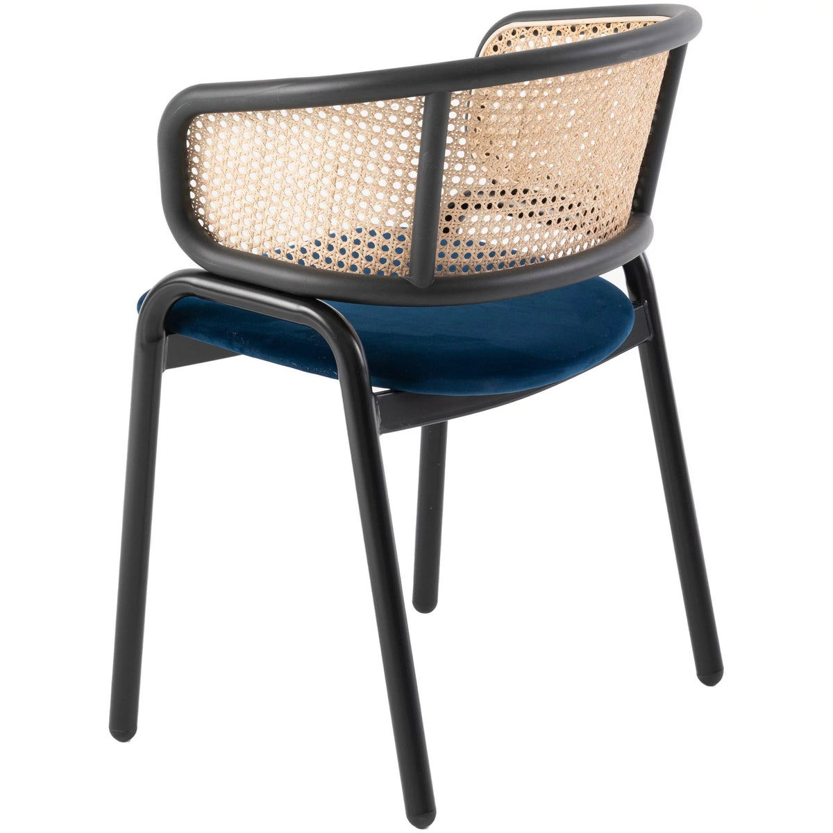 Navy Blue Velvet Wicker Dining Chair Set of 2 U996