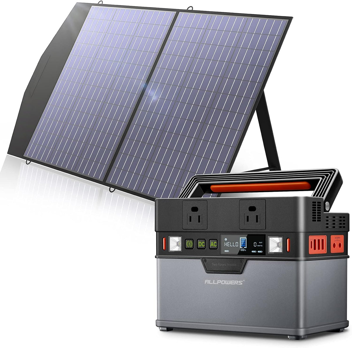 Portable Power Station 300W with 100W Foldable Solar Panel L1202
