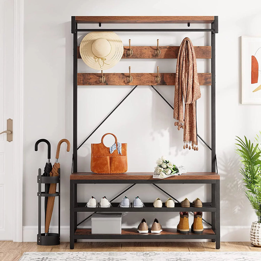 72" Storage Shoe Bench with 8 Hanging Hooks K934462