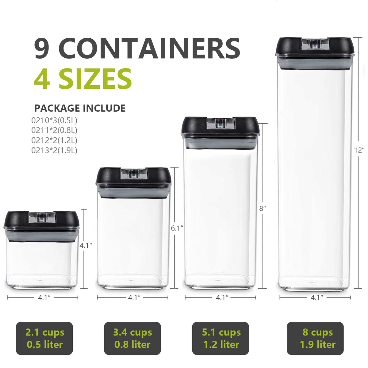 Clear 9 Pc Airtight Food Storage Containers Set G5262