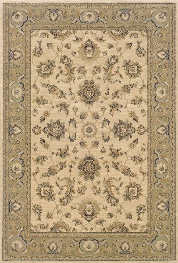 Traditional Ivory Bordered Vines 5' 3" x 7' 9" Rectangle Area Rug G15410