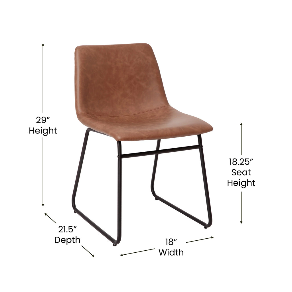 Light Brown Faux Leather Dining Chair Set of 2 P4424