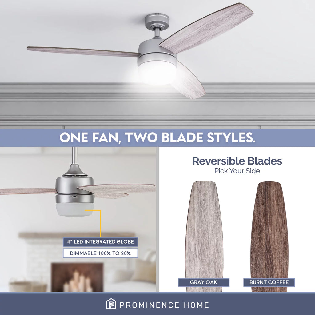 52" Pewter Indoor Ceiling Fan with Light A61779