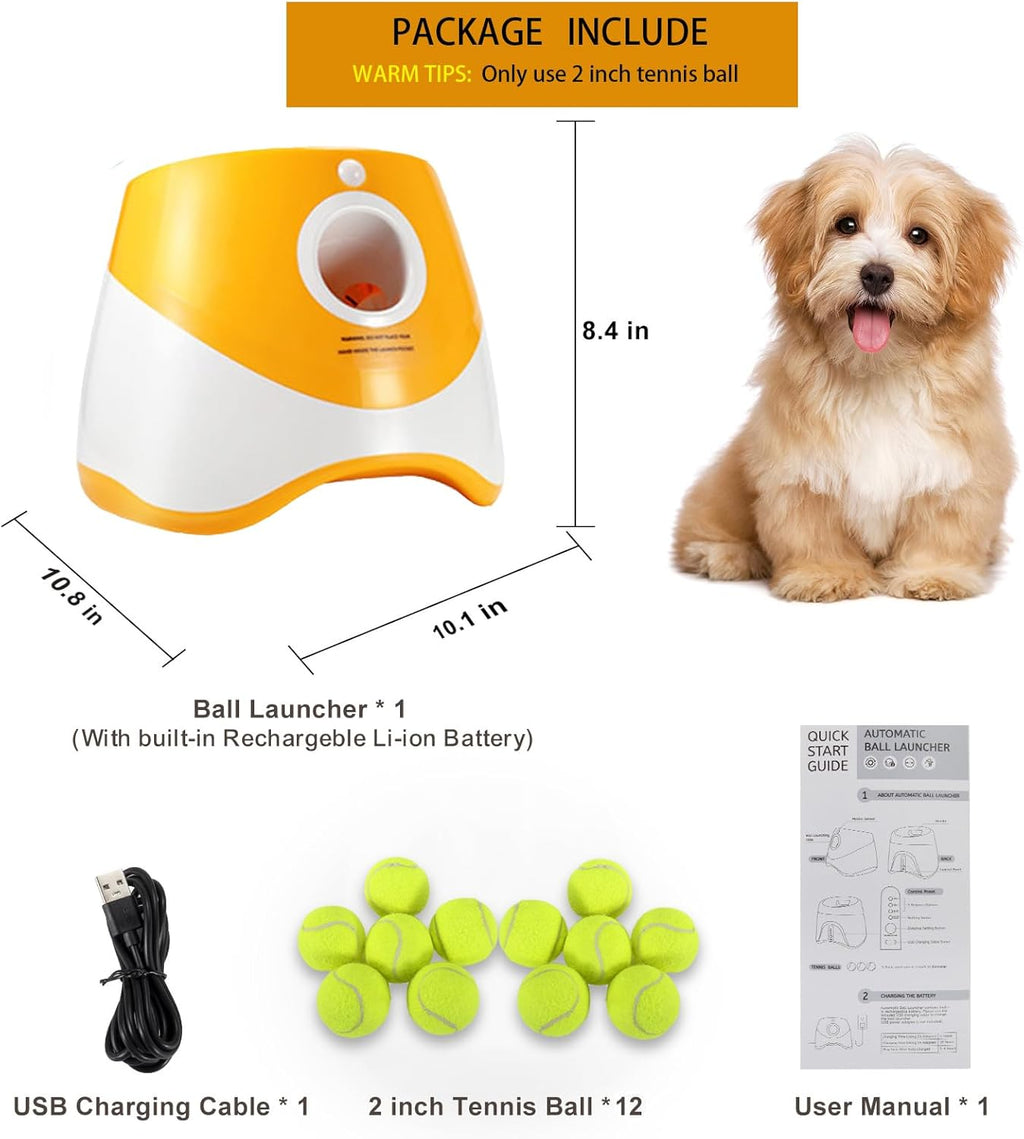 Rechargeable Automatic Dog Ball Launcher with 12 Tennis Balls H363