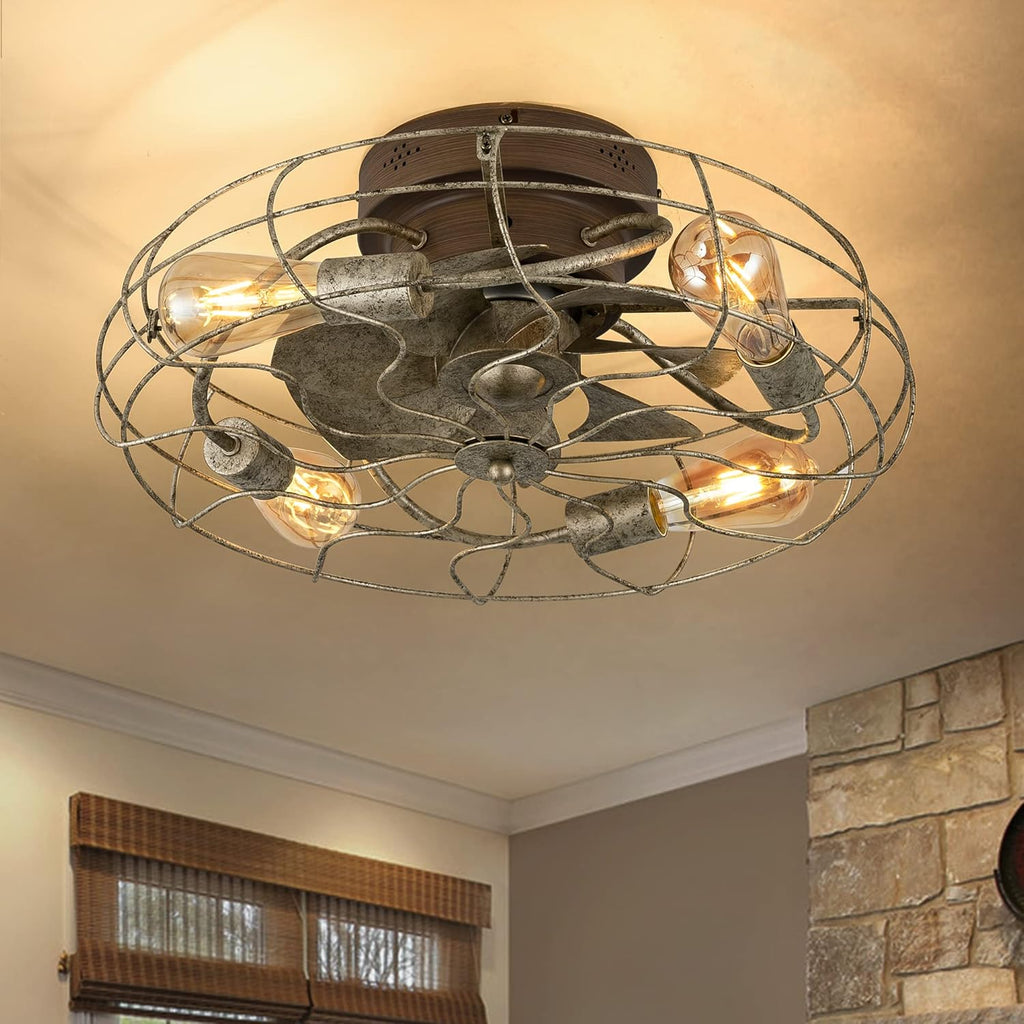 20'' Low Profile Caged Ceiling Fan with Lights Remote Control B975886