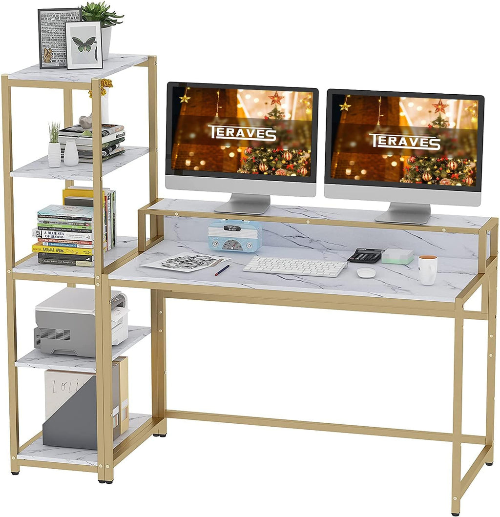 Computer Desk with 5 Tier Shelves 47 Inch H95723