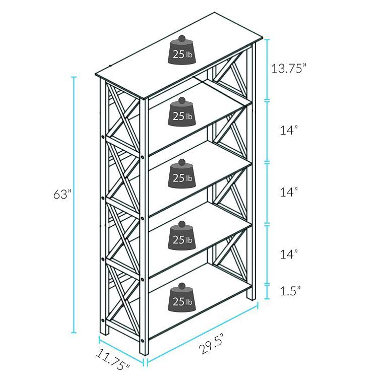 5-Tier Bookcase Espresso D23637