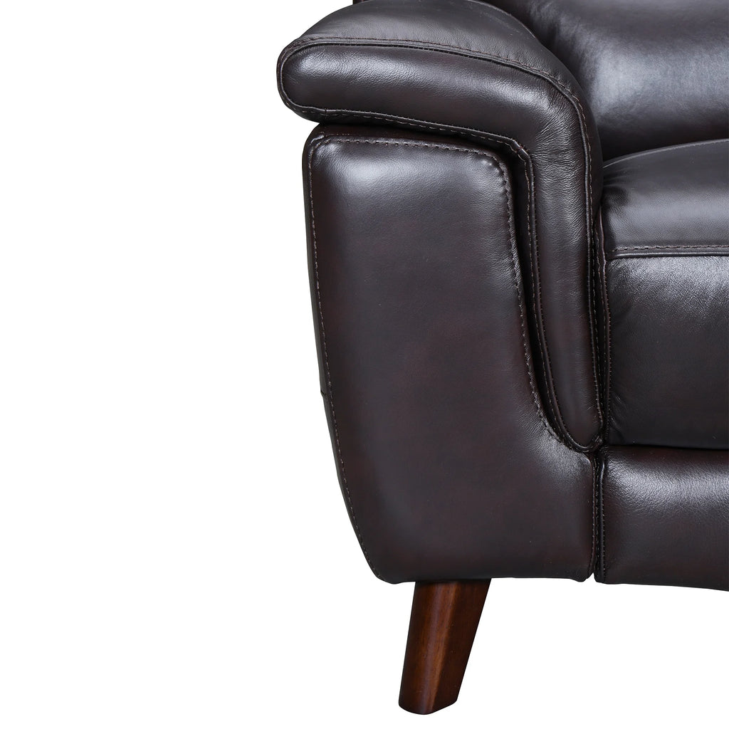 Brown Leather Power Recliner Loveseat with USB J8452