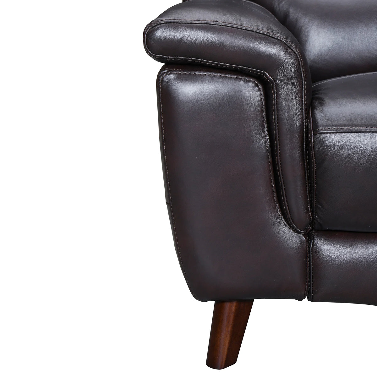 Brown Leather Power Recliner Loveseat with USB J8452
