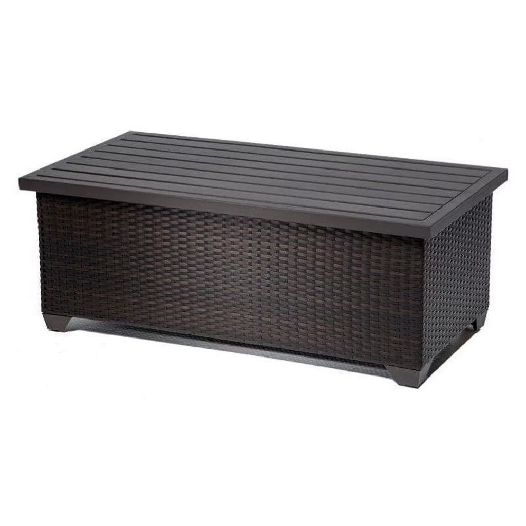 Outdoor Wicker Storage Coffee Table in Espresso J76671