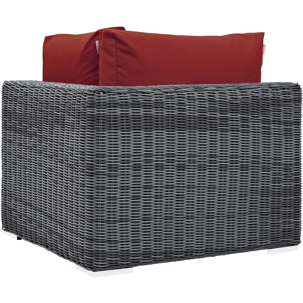 Red Sunbrella Rattan Wicker Corner Sofa H576320