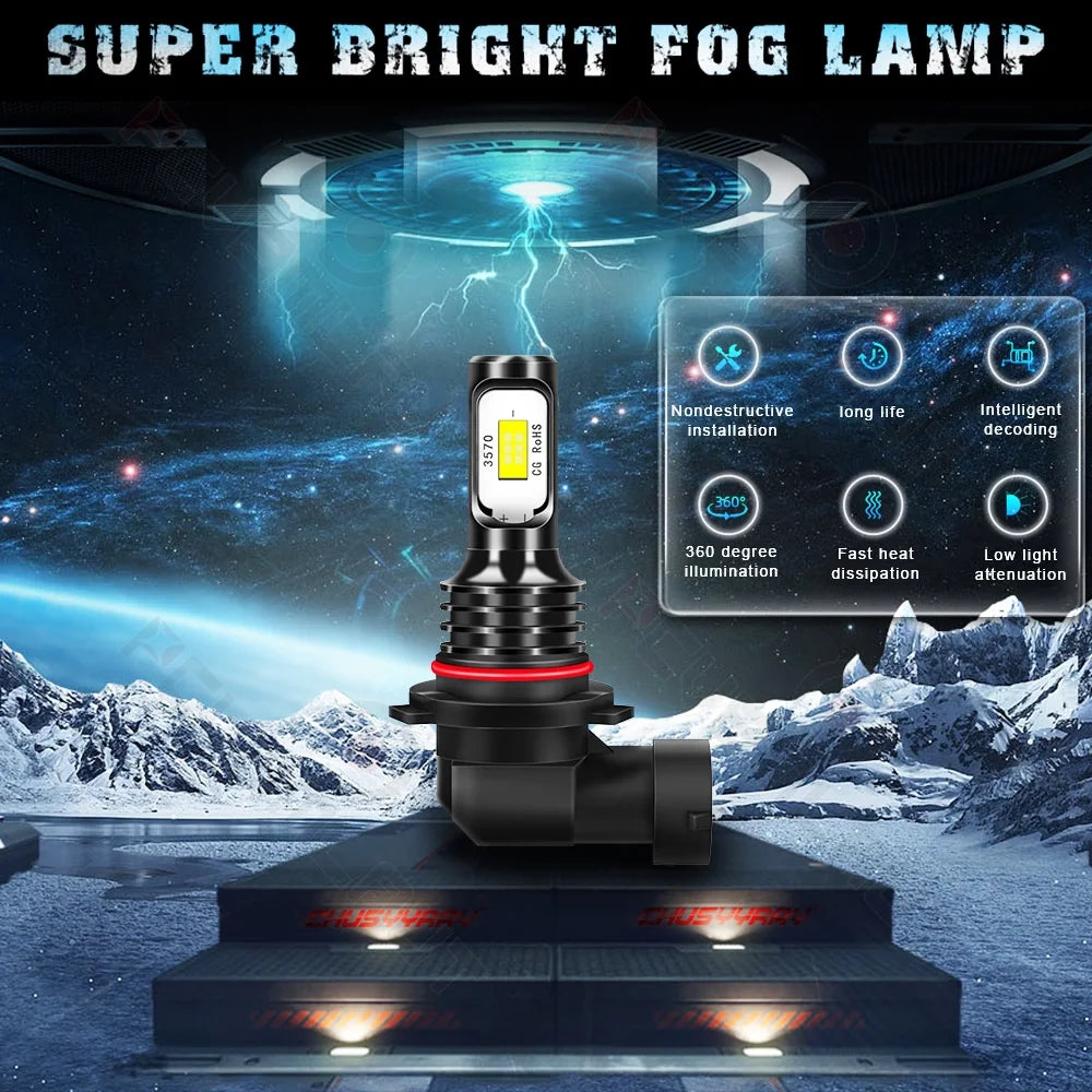 9005 9006 9145 LED Headlight Fog Light Bulbs Combo 6000k White E19548