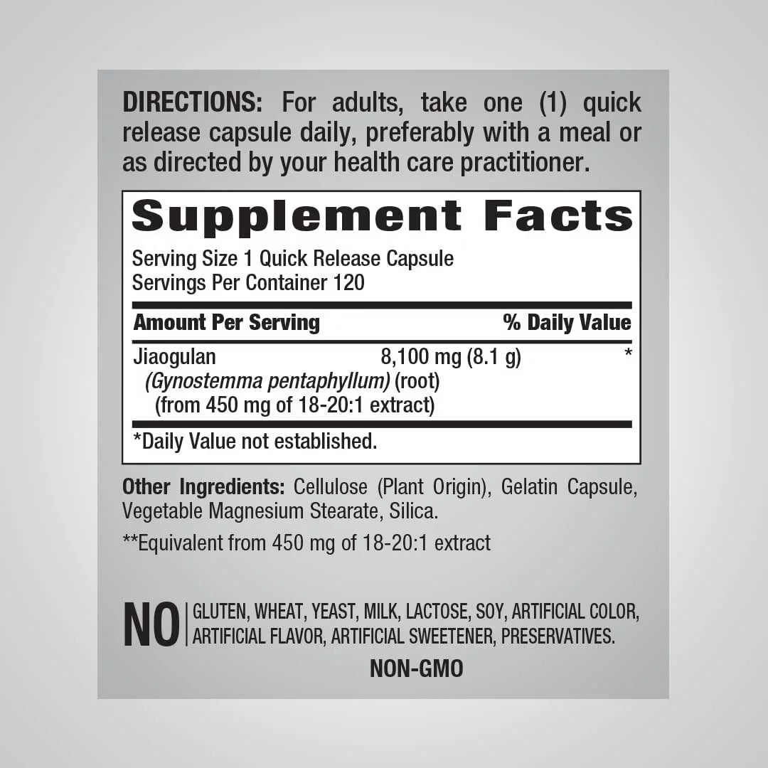 Gynostemma Leaf Extract 8100mg 120 Count Capsules J2707