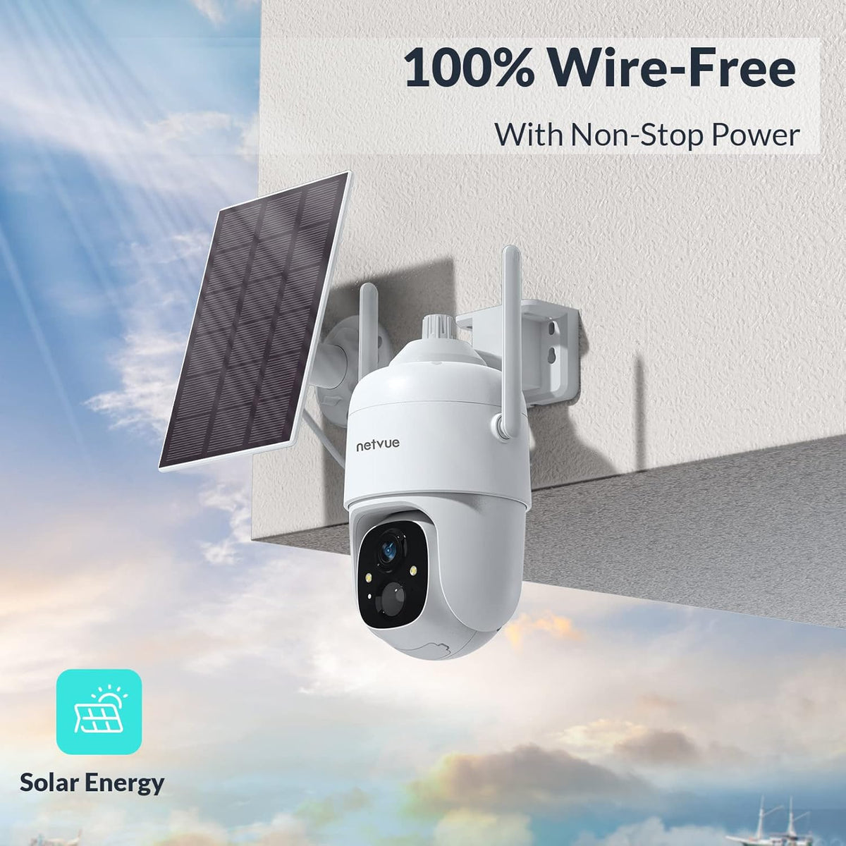 Wireless Outdoor WiFi Pan Tilt 360° Solar Rechargeable Battery Powered Security Camera B8716