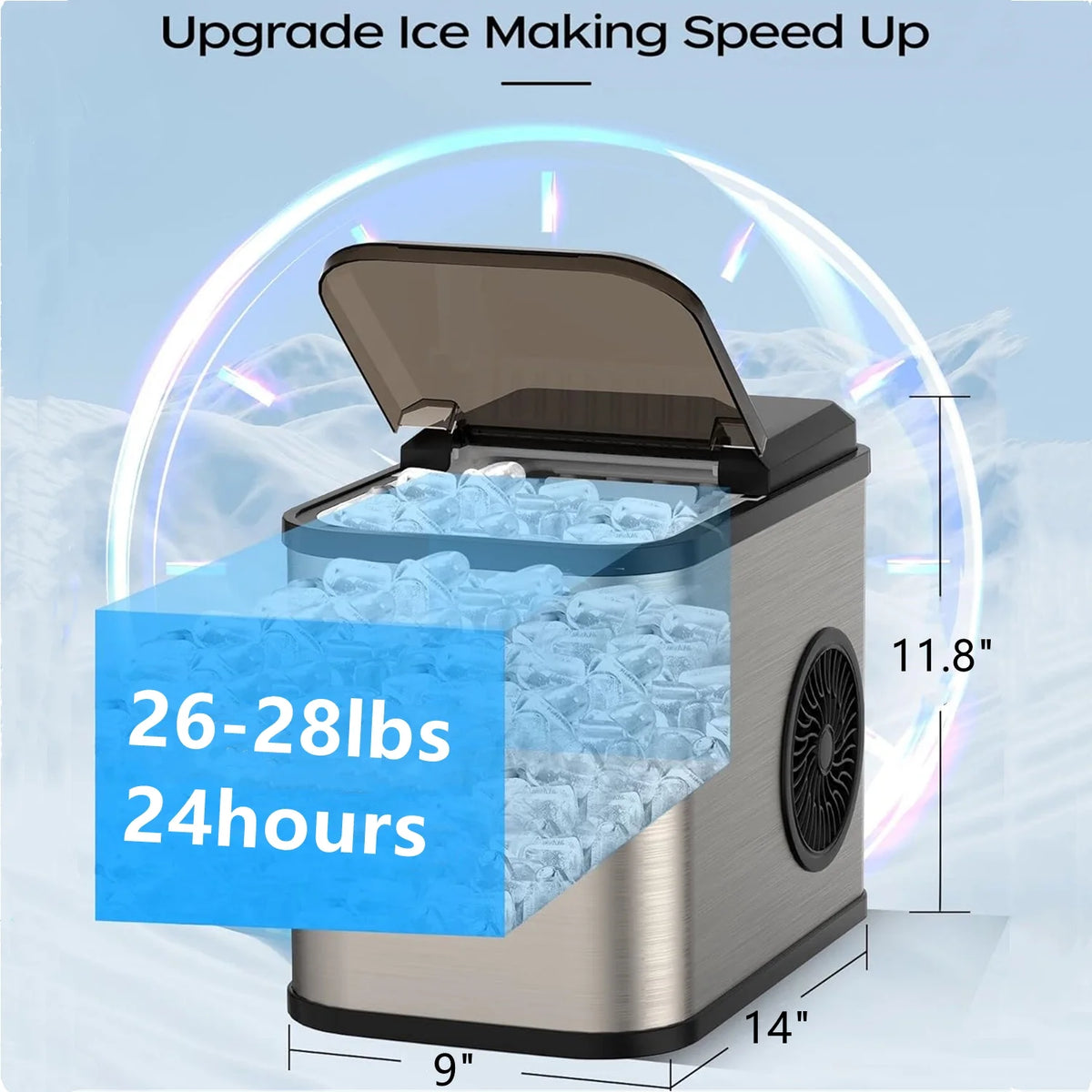 Portable Countertop Ice Maker 28Lbs/24H Self-Clean R64751