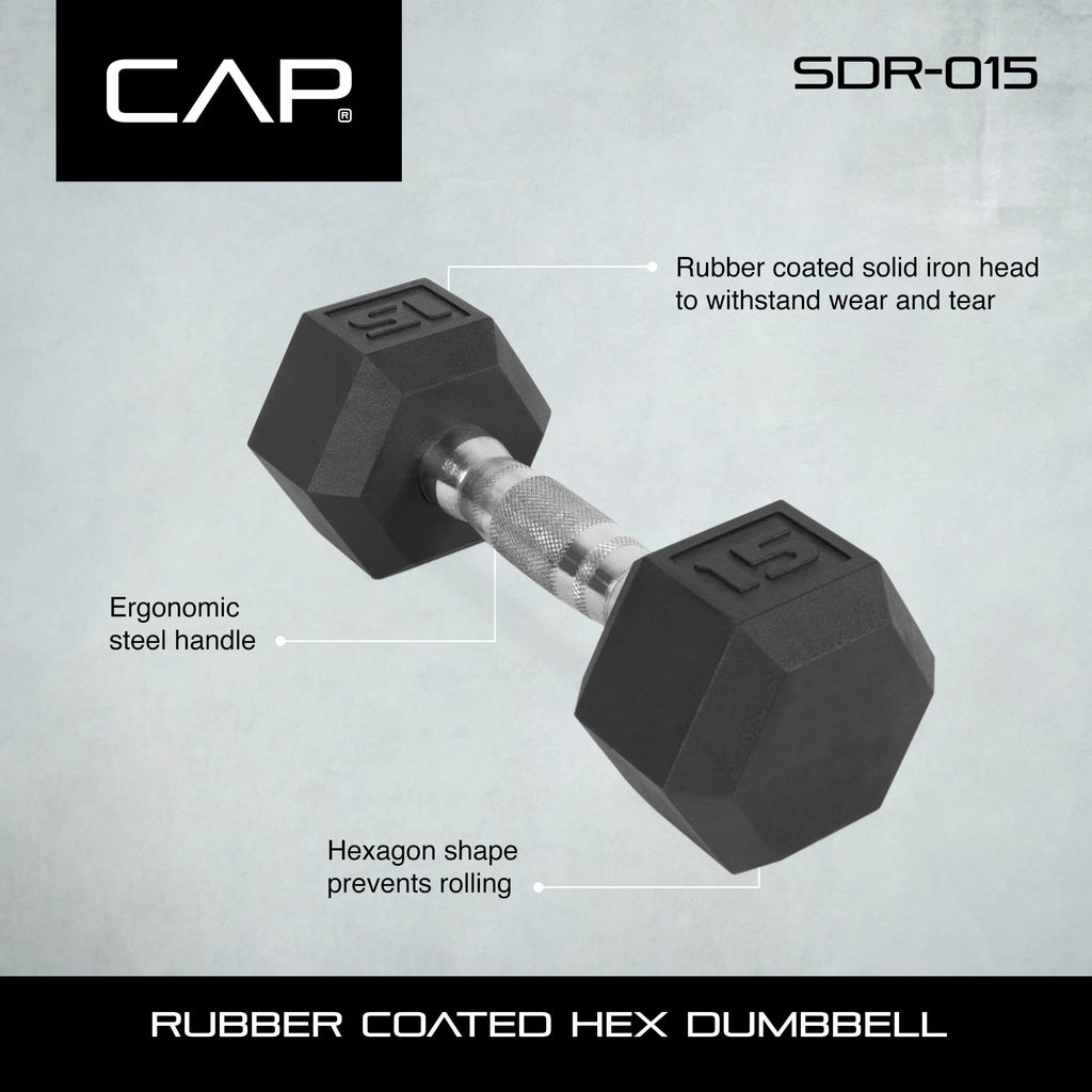 550-Pound Rubber Hex Dumbbell Set with Rack J35867