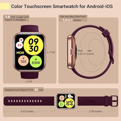 1.8'' Fitness Tracker Smart Watch Black B85628