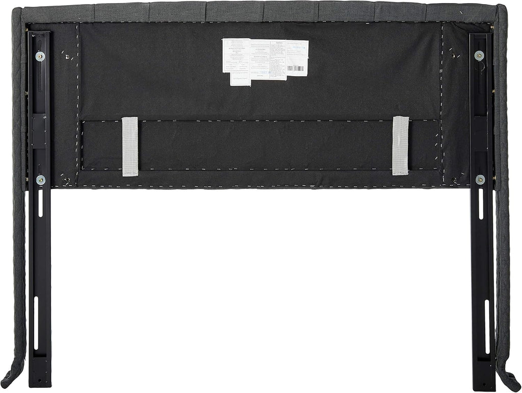 Queen Dark Gray Black Tufted Fabric Headboard N56187