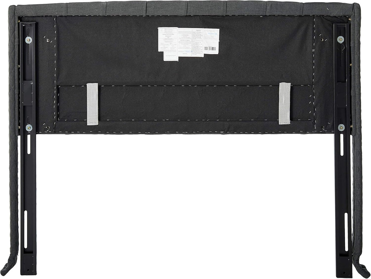 Queen Dark Gray Black Tufted Fabric Headboard N56187