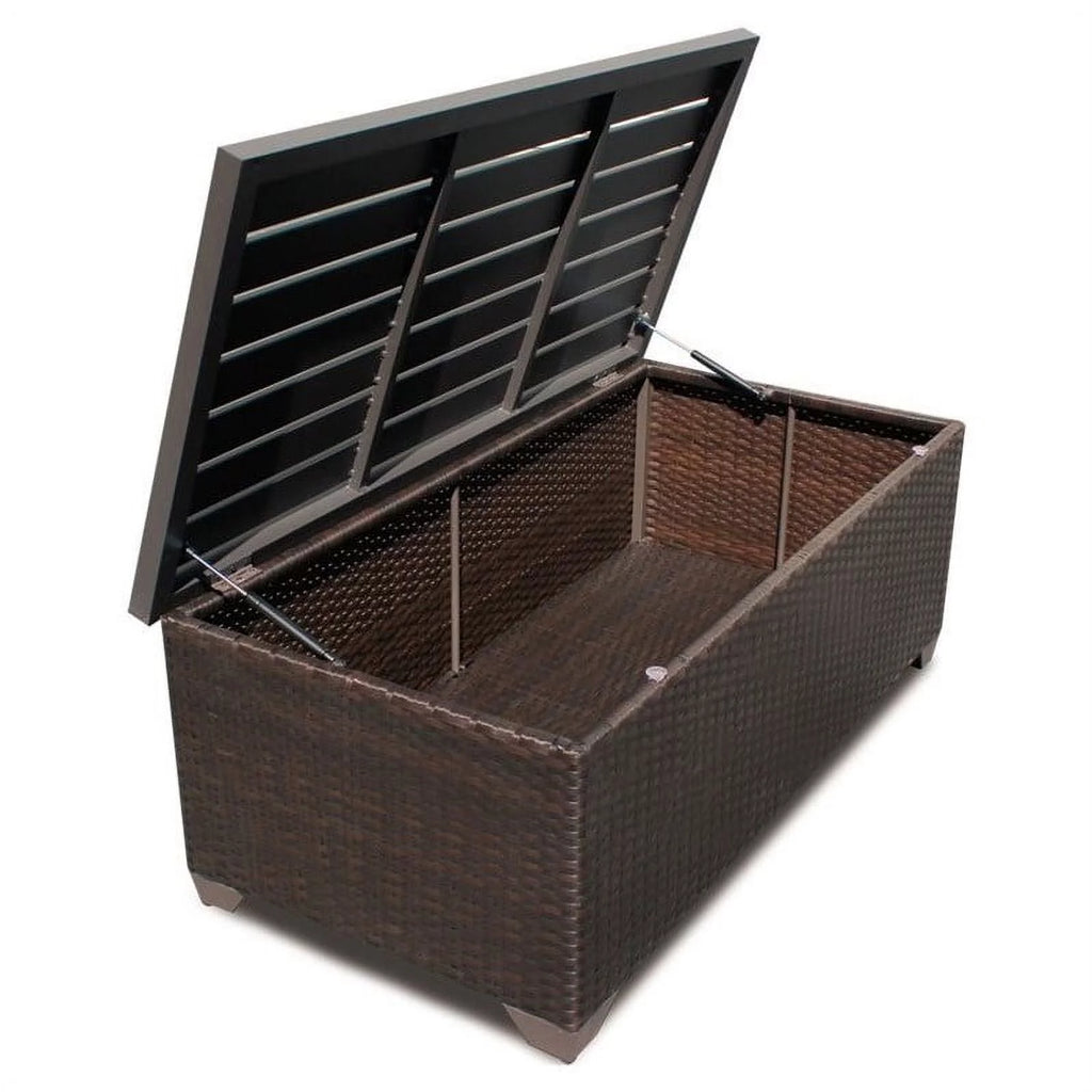 Outdoor Wicker Storage Coffee Table in Espresso J76671