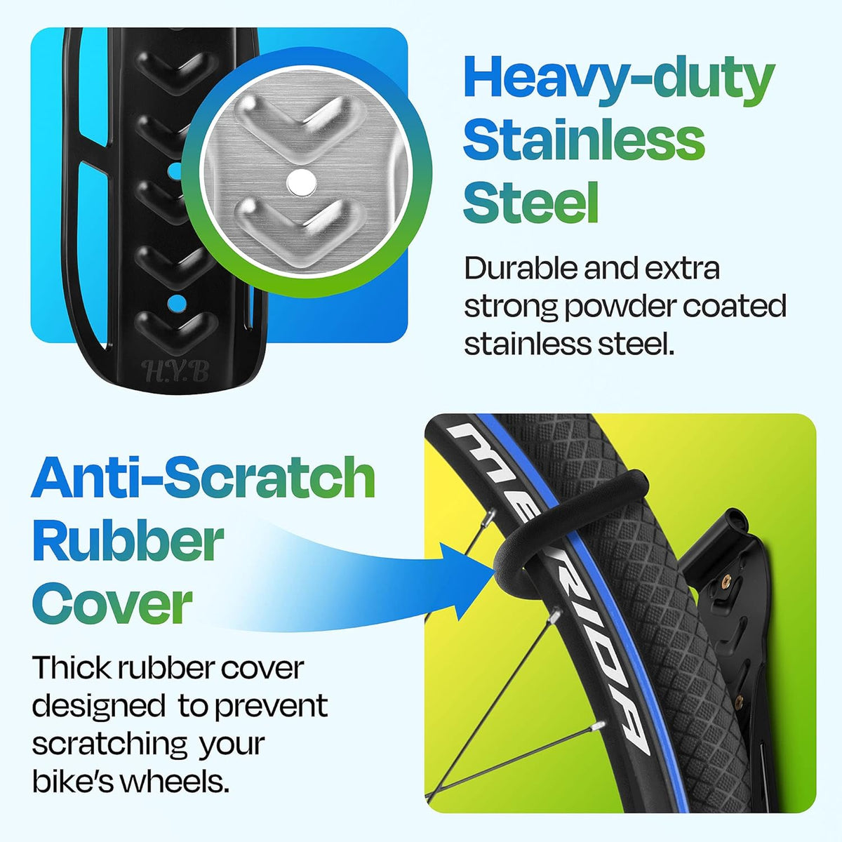 Bike Wall Mount for up to 3” Tire, Pack of 2 B4387