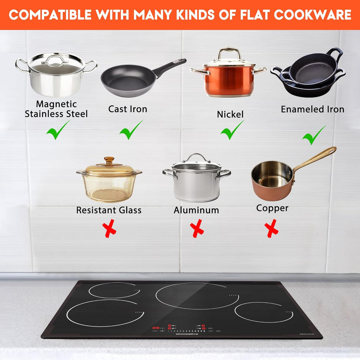 30 Inch 4 Burners Induction Cooktop with Timer W657217