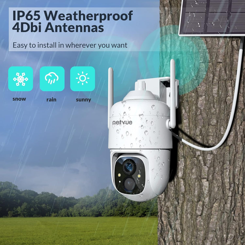 Wireless Outdoor WiFi Pan Tilt 360° Solar Rechargeable Battery Powered Security Camera B8716