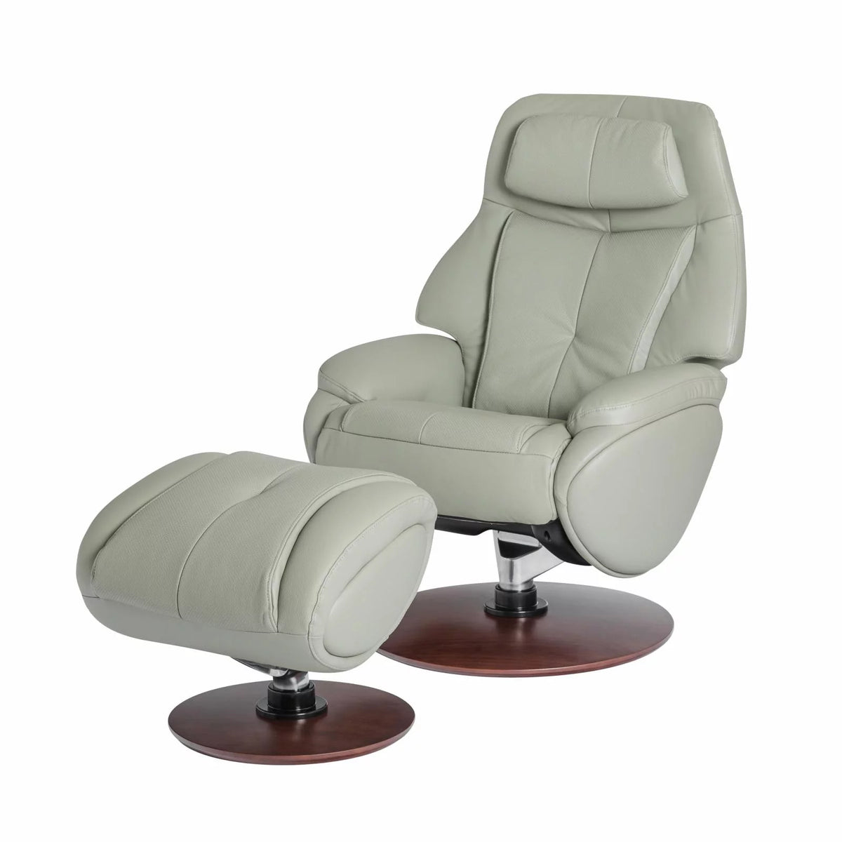 Leather Pedestal Recliner with Ottoman E4611