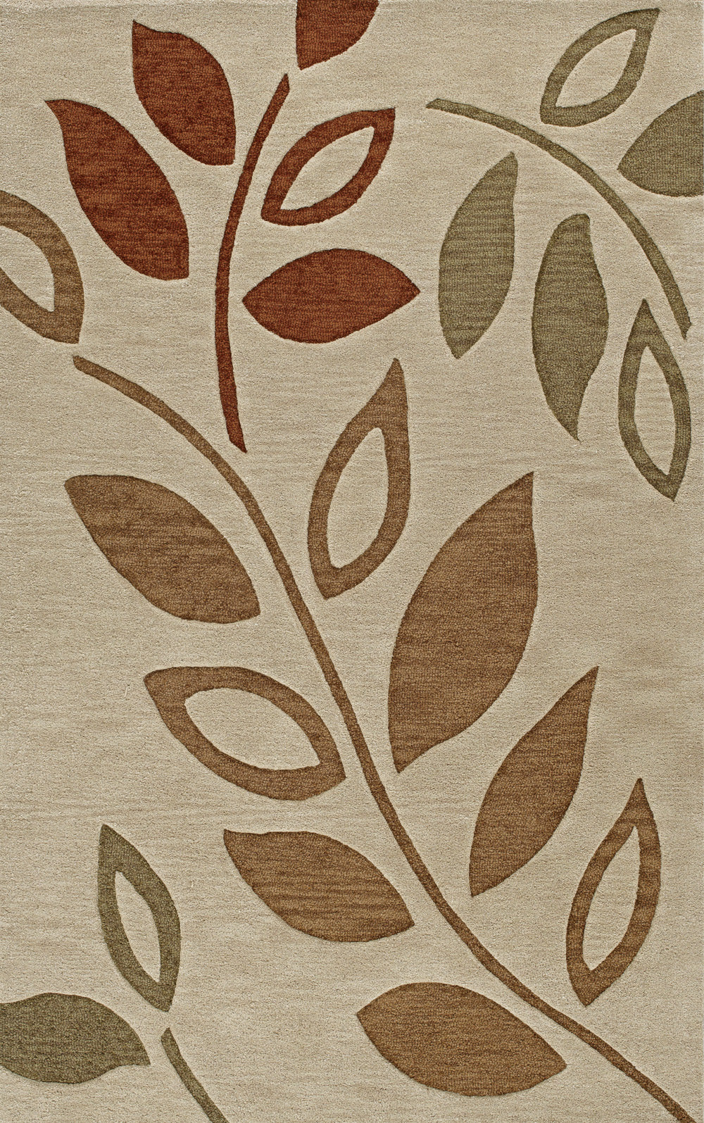 Brown Leaves Branches 9' x 12' Rectangle Area Rug K8680