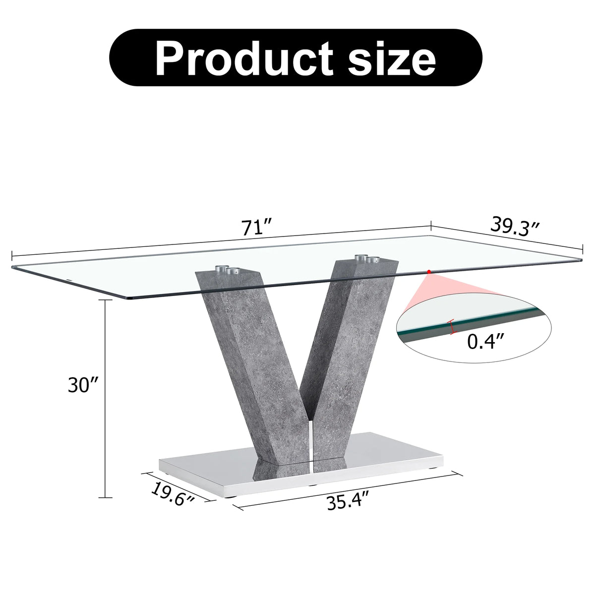 Modern Minimalist Rectangular Glass Dining Table for 6-8 H4512