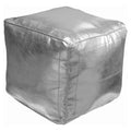 Silver Faux Leather Moroccan Pouf Ottoman X216617