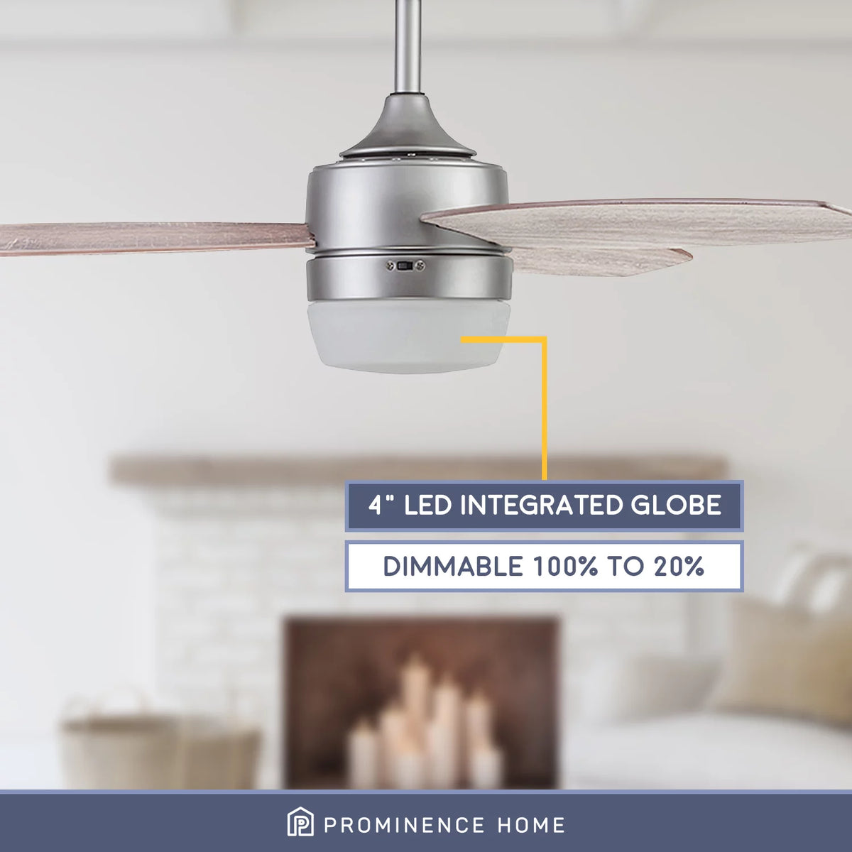 52" Pewter Indoor Ceiling Fan with Light A61779