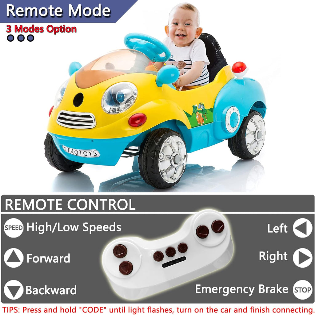 Blue & Yellow Electric Ride On Car with Remote Control C600012