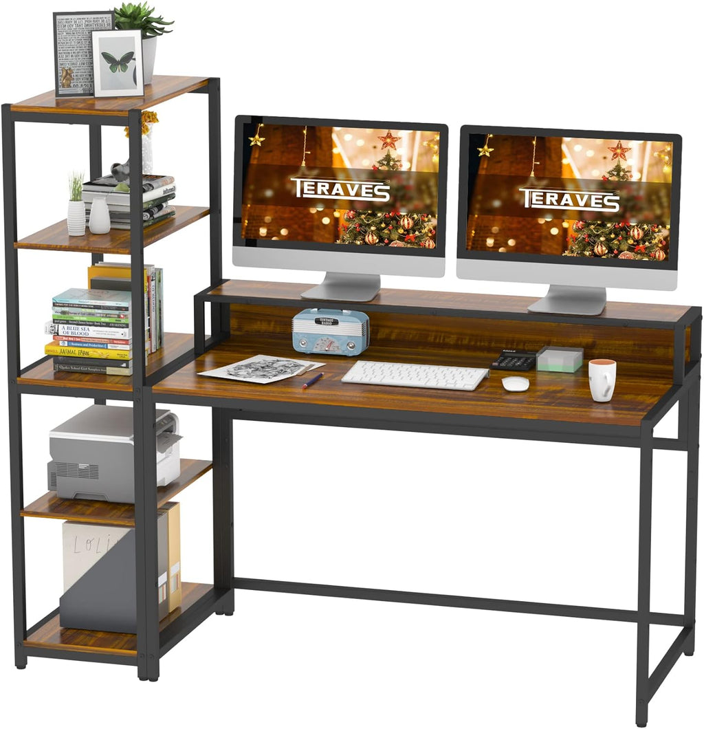 Computer Desk with 5 Tier Shelves 47 Inch H95723