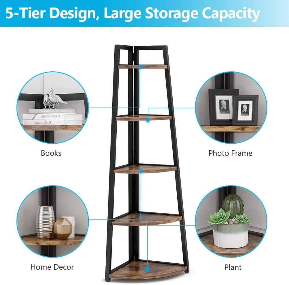 70 inch 5 Tier Corner Bookshelf F50030