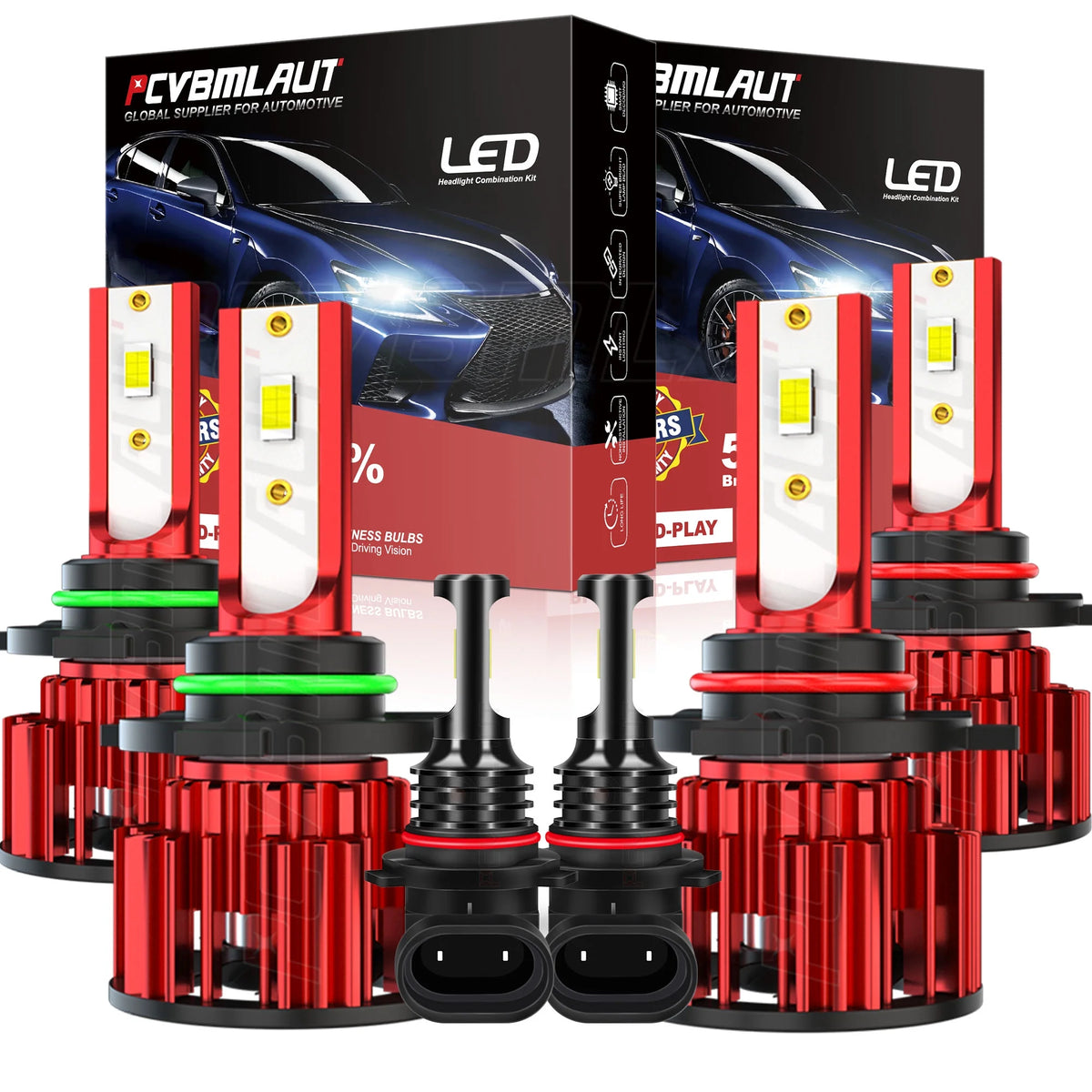 9005 9006 9145 LED Headlight Fog Light Bulbs Combo 6000k White E19548