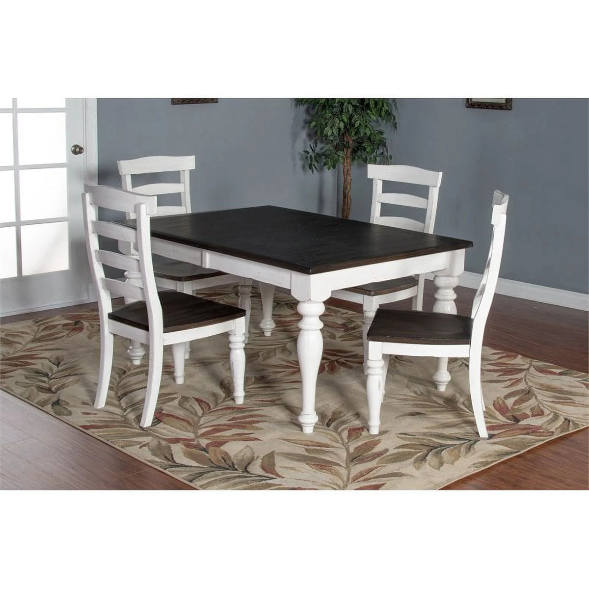 84" Extension Dining Table in White and Dark Brown C80229