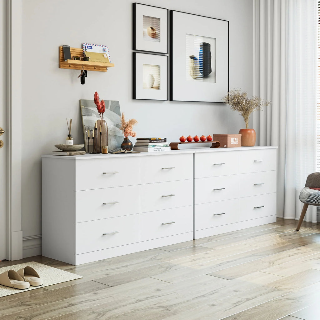 White 6 Drawer Wood Dresser B2622