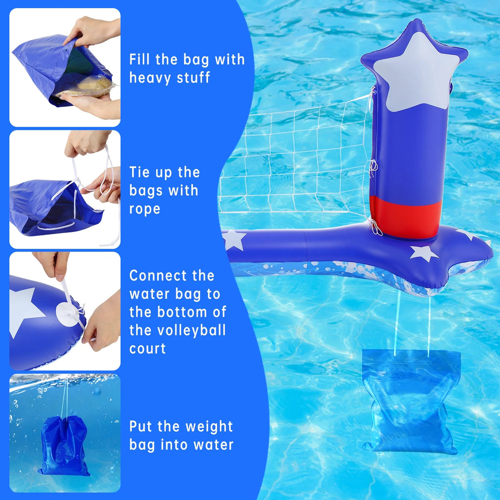 Inflatable Pool Volleyball Net and Basketball Hoop X17994