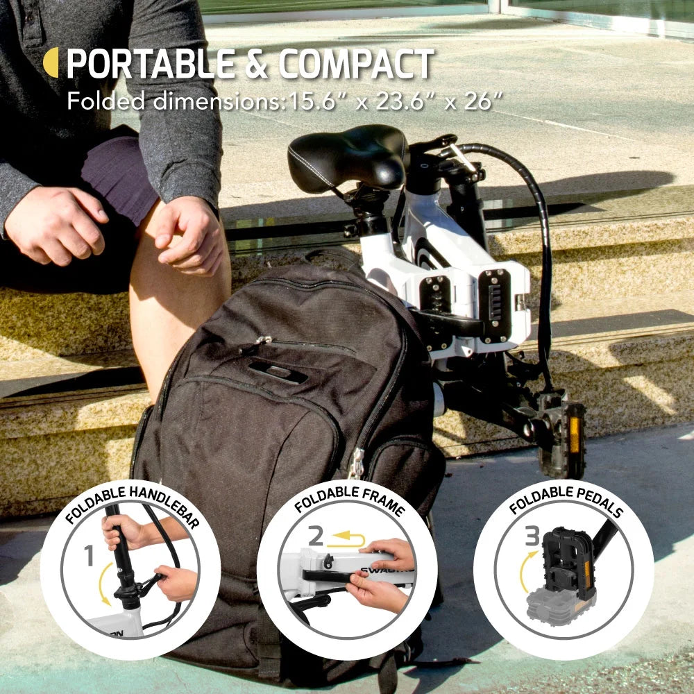 Lightweight Folding Electric Bike 14" 36V 250W with Pedals V627