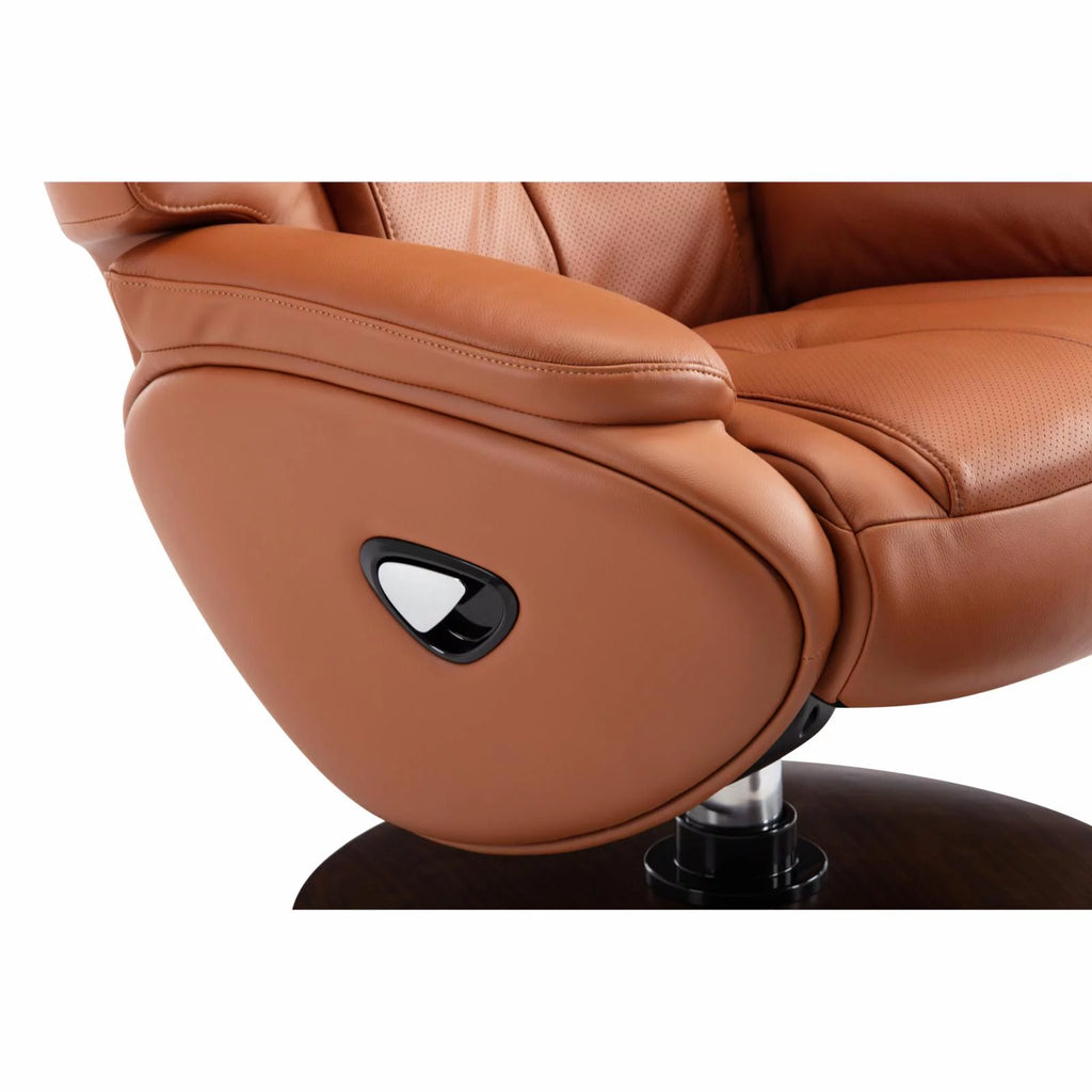 Leather Pedestal Recliner with Ottoman E4611
