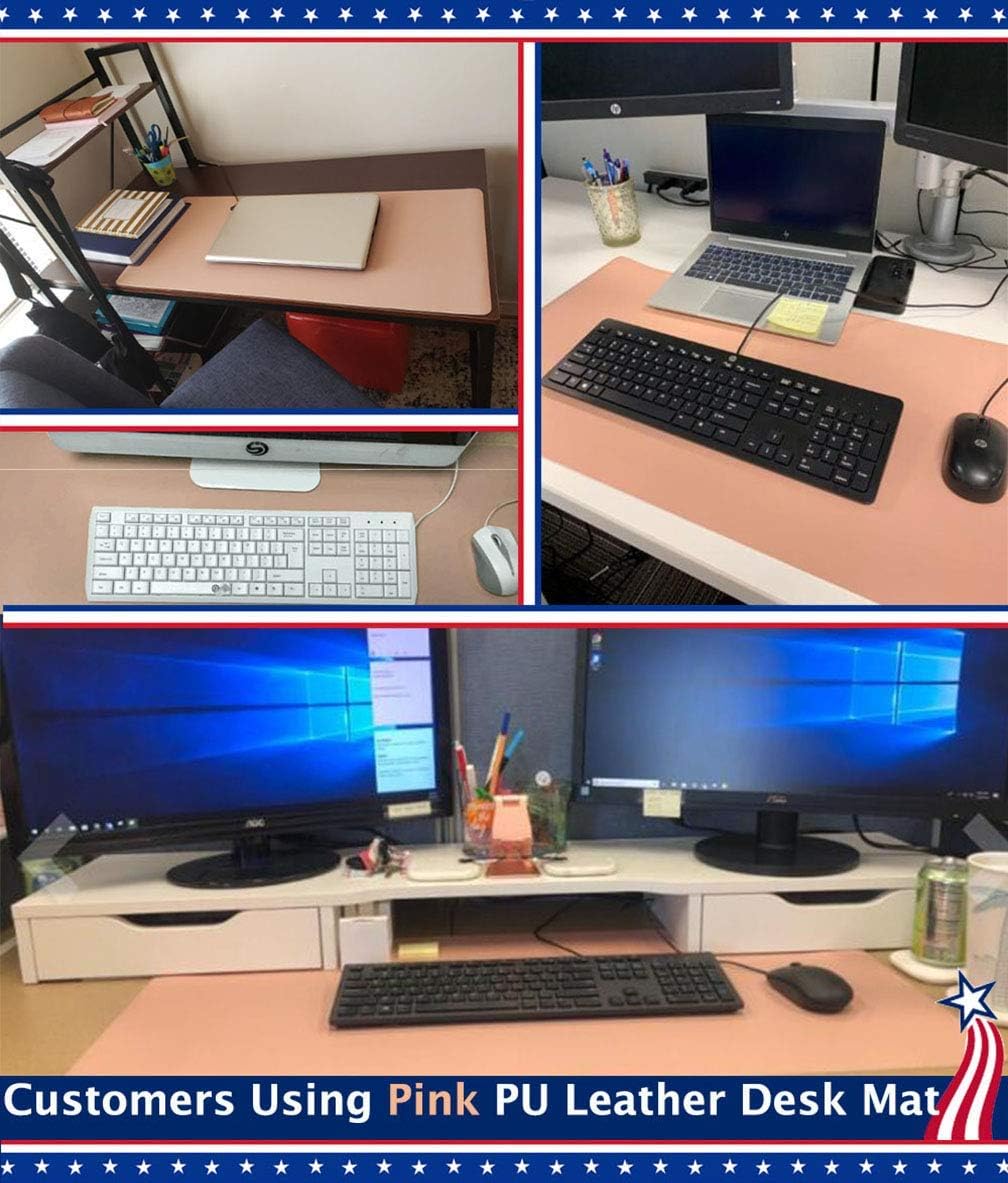 White Waterproof PU Leather Desk Pad K329241