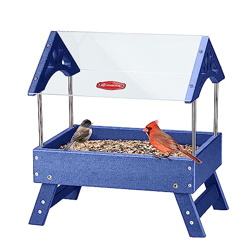 Brown Recycled Plastic Platform Bird Feeder, 5 LBS Large Capacity F338543