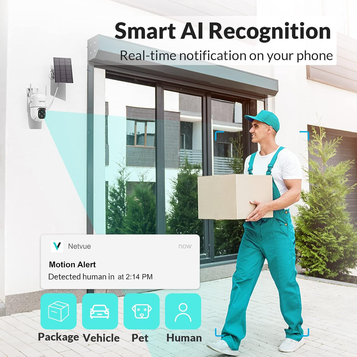 Wireless Outdoor WiFi Pan Tilt 360° Solar Rechargeable Battery Powered Security Camera B8716