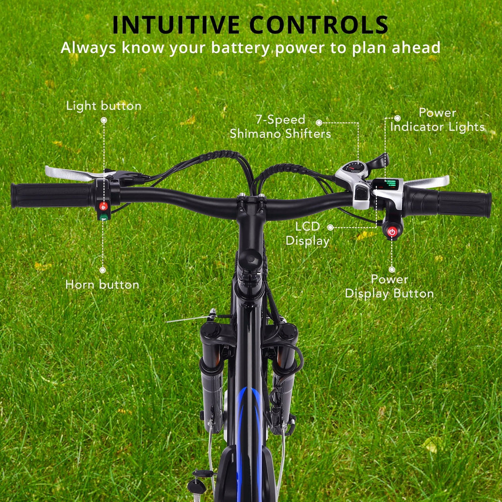 Electric Tricycle 24 7 Speeds 3 Wheels Blue F6037