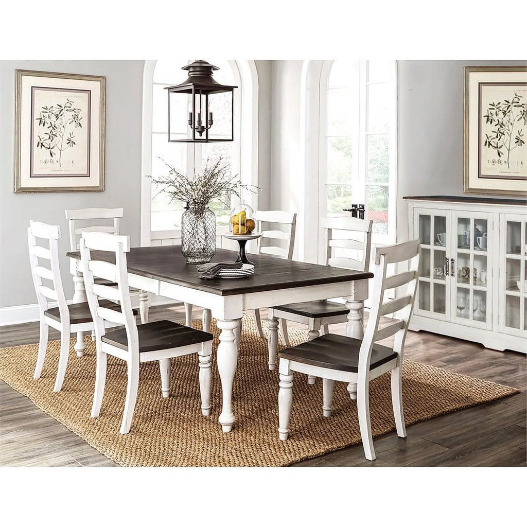 84" Extension Dining Table in White and Dark Brown C80229