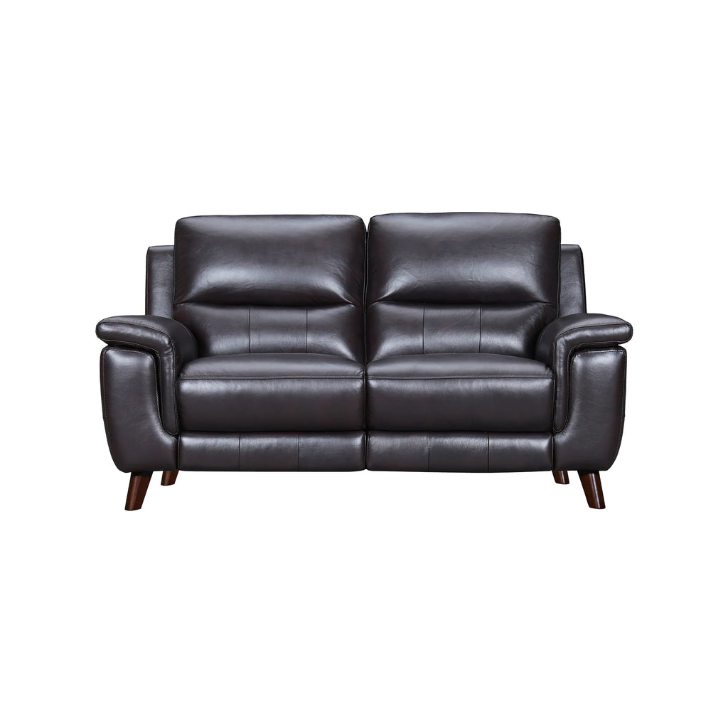 Brown Leather Power Recliner Loveseat with USB J8452